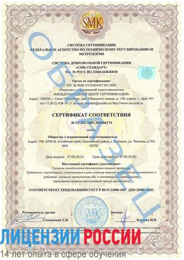 Образец сертификата соответствия Трудовое Сертификат ISO 22000